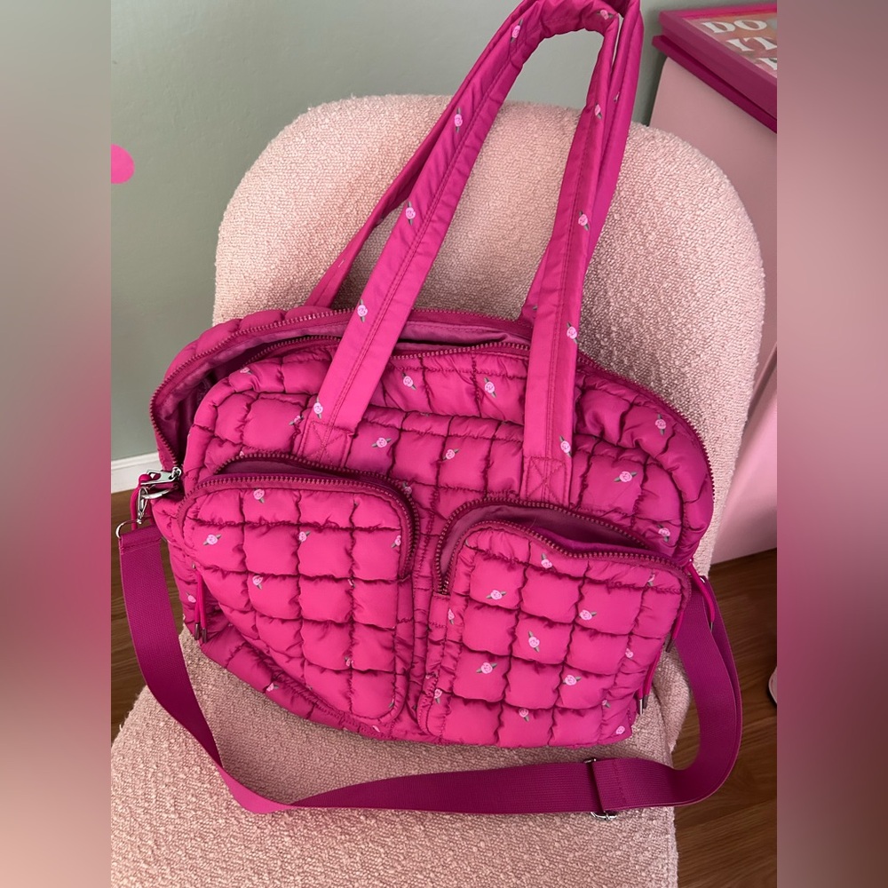 Pink Lily Fuchsia Quilted Tote Bag  NEW